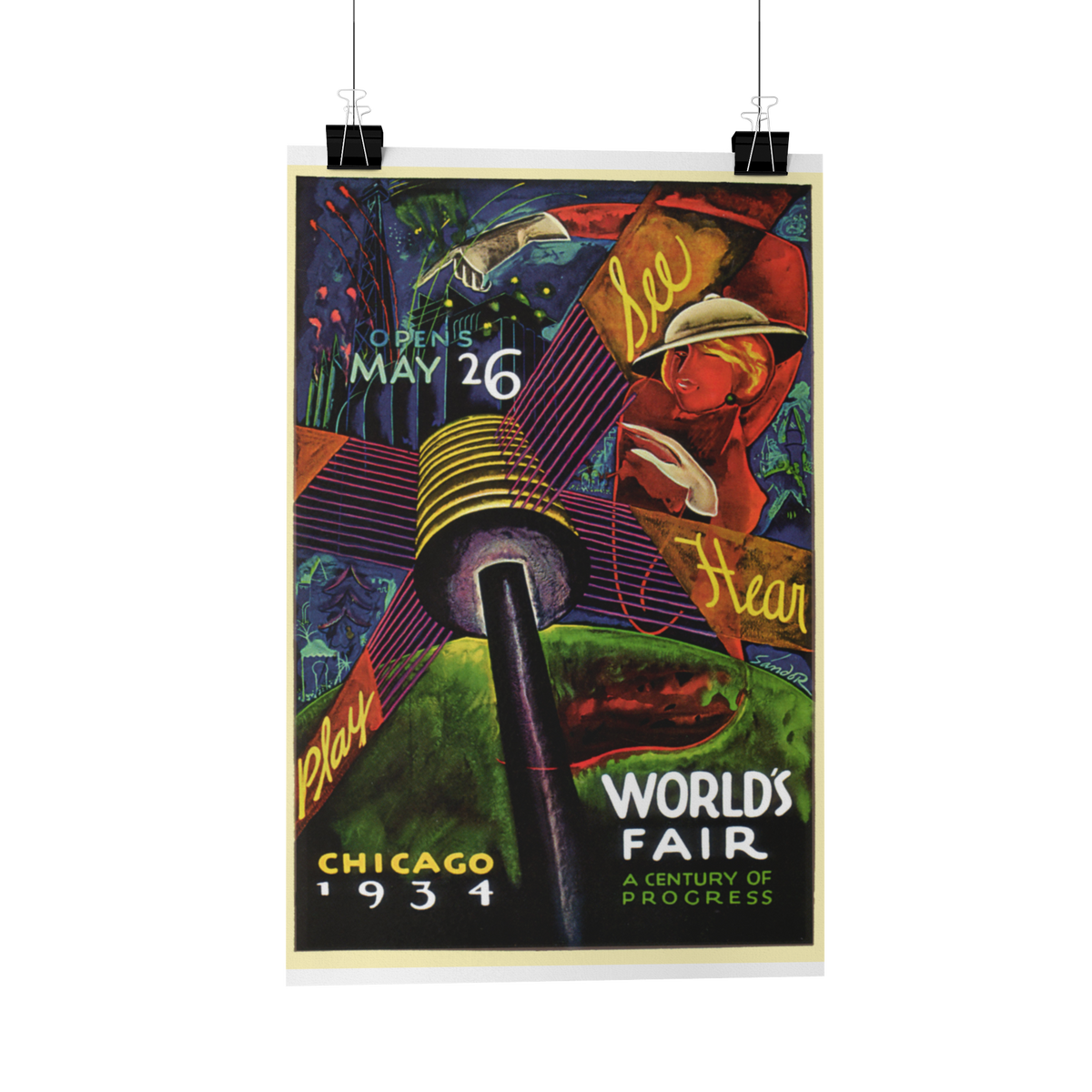 Chicago 1934 World's Fair Poster Reproduction card/print