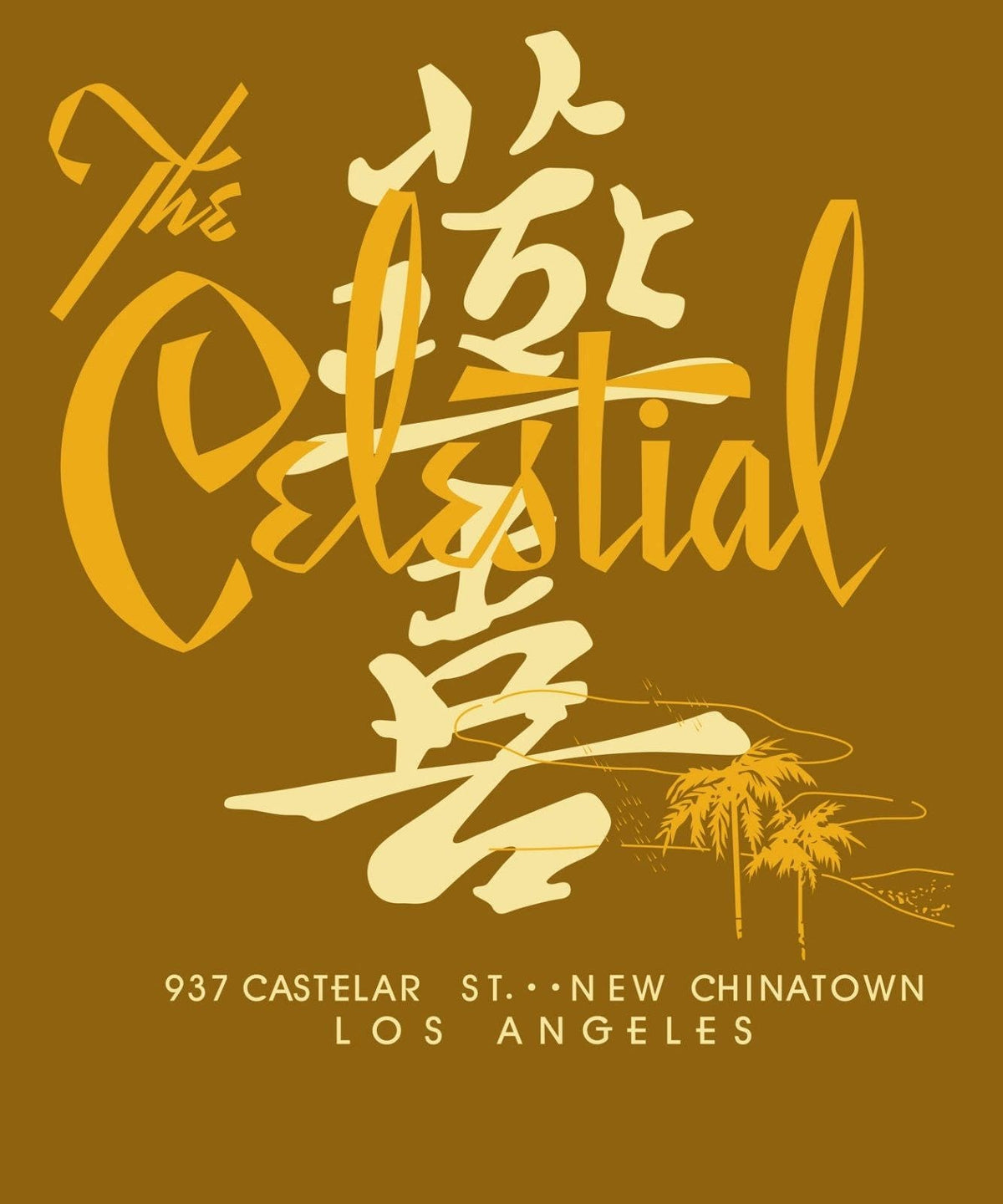 Celestial vintage los angeles restaurant menu art reproduction t-shirt