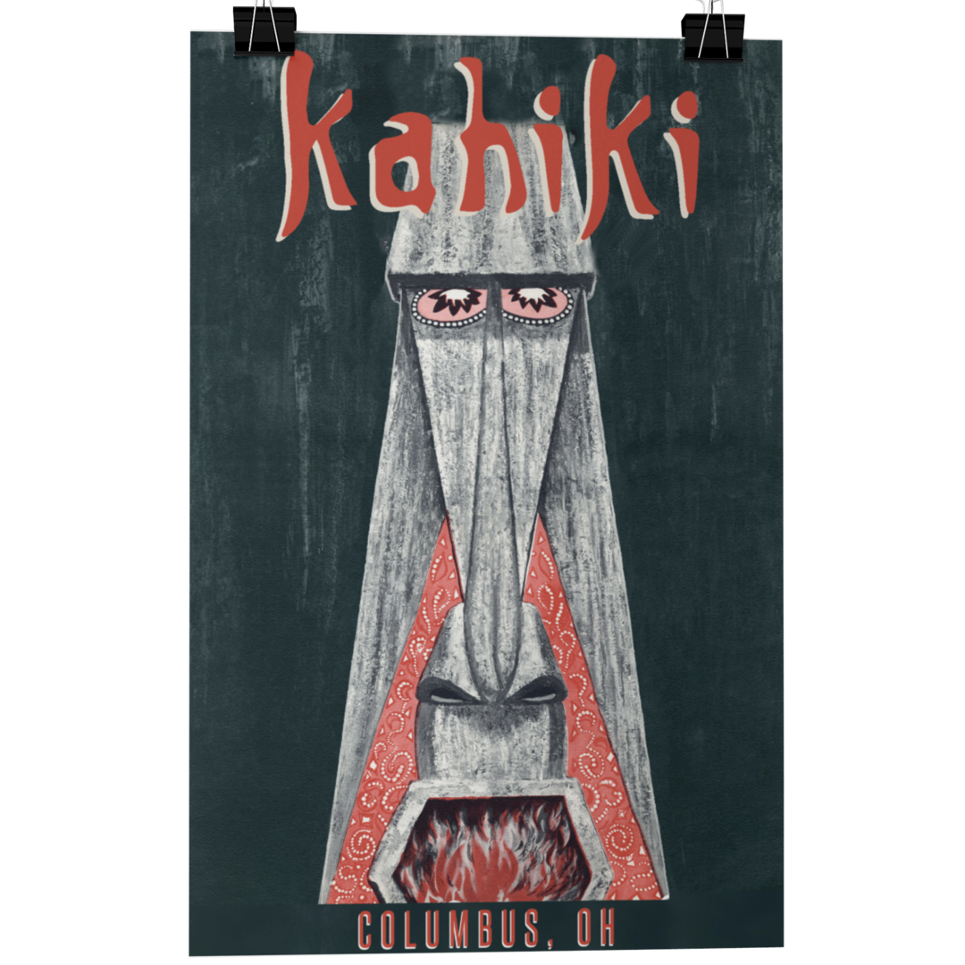 KAHIKI Tiki Bar Menu Fireplace Poster/Greeting Card