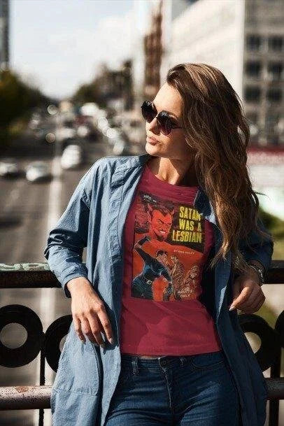 Satan was a Lesbian Pulp Novel Cover Vintage Art Reproduction Unisex T-Shirt