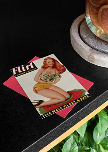 TeeGeniuses Flirt Magazine April 1950's Redhead Pinup Cover Poster/Print/Greeting Card