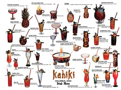 Kahiki Vintage Tiki Bar Cocktail Menu