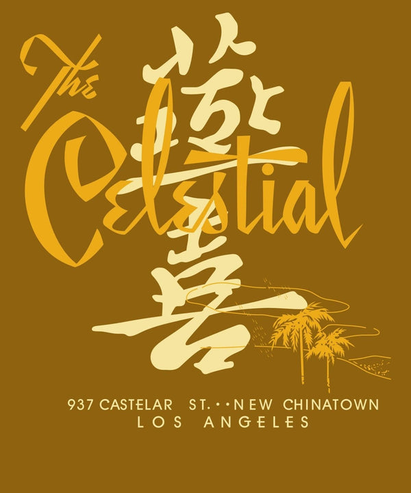 Celestial vintage los angeles restaurant menu art reproduction t-shirt