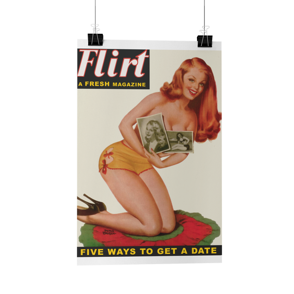 Flirt Magazine April 1950's Redhead Pinup Cover poster/print/greeting card