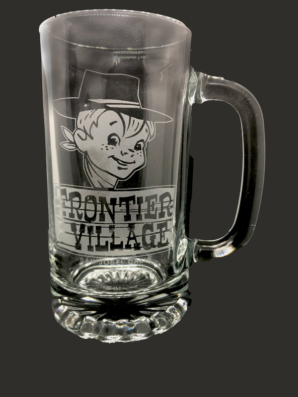Frontier Village Etched Glass Beer Mug