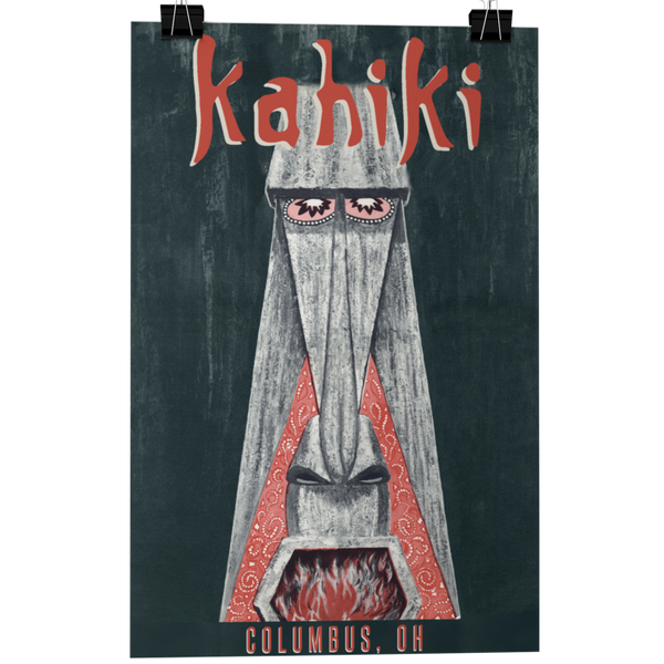 KAHIKI Tiki Bar Menu Fireplace Poster/Greeting Card